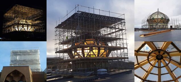 The dome at Glasgow Central Mosque being worked to improve energy efficiency