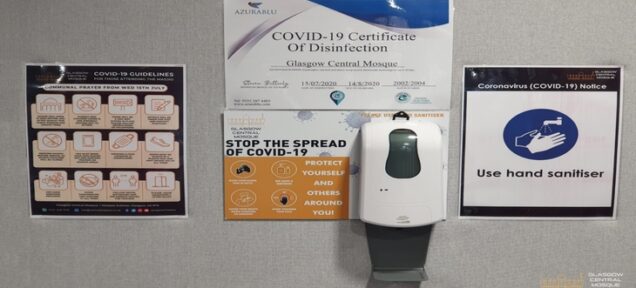 Covid disinfection cleaning centre on the wall